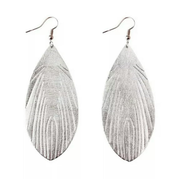 Large Feather Leather Earrings for Women Leaf Dangle Earrings Fashion Jewelry