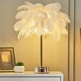 thumbnail image 1 of Large Feather Table Lamp - Battery Operated LED Night Light for Bedroom, Living Room, Weddings, and Holiday Decor, 1 of 6