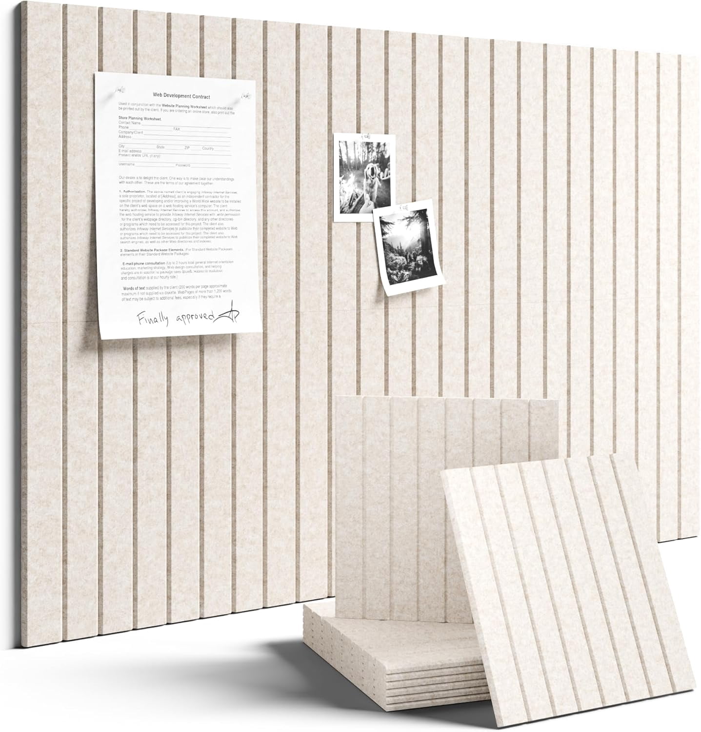 Large Felt Bulletin Board 36" x 24" Cork Alternative-6 Pack with 40 Safe Removable Adhesive Tabs, Boards for Walls Home Office Classroom Pin (Oatmeal)