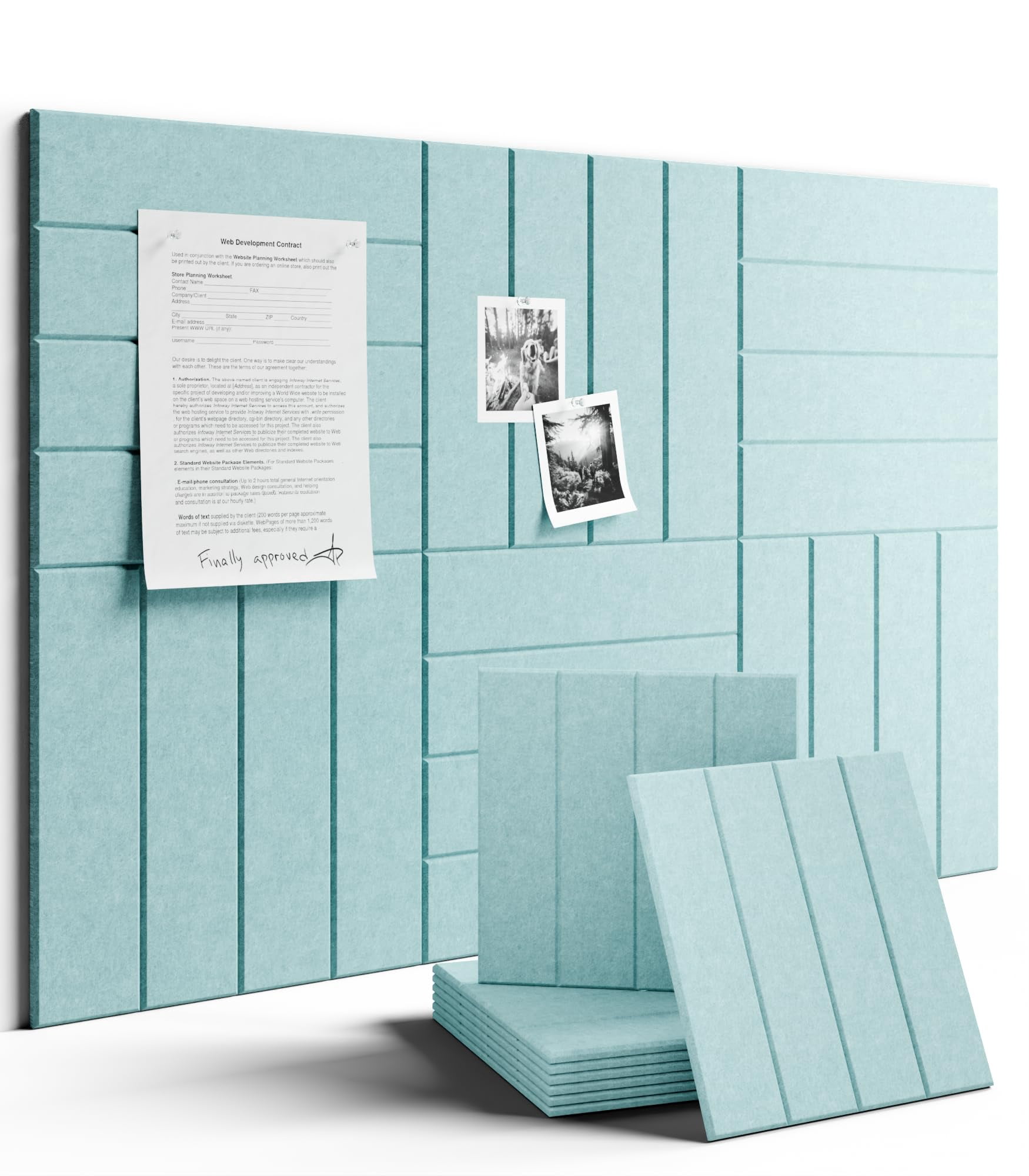 Large Felt Bulletin Board 36"x24" Cork Alternative - 6 Pack With 40 Safe Removable Adhesive Tabs  Boards For Walls Home Office Classroom Pin Board-teal Blue