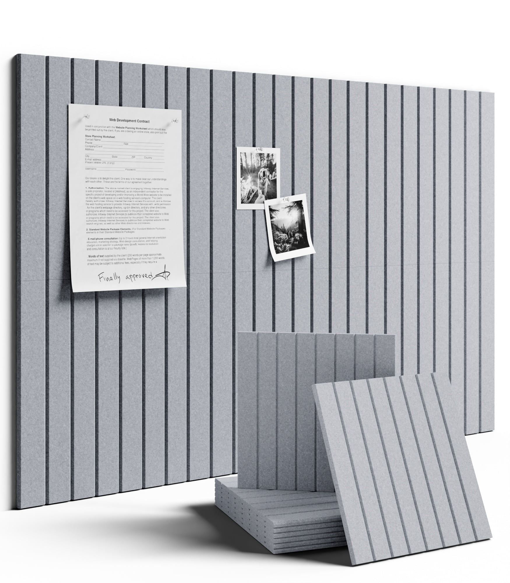 Fluxynara Felt Bulletin Board 36"x24" Cork Board Alternative - 6 Pack with 40 Safe Removable Adhesive Tabs, Cork Boards for Walls Felt Board for Home Office Classroom Pin Board-Soft Gray