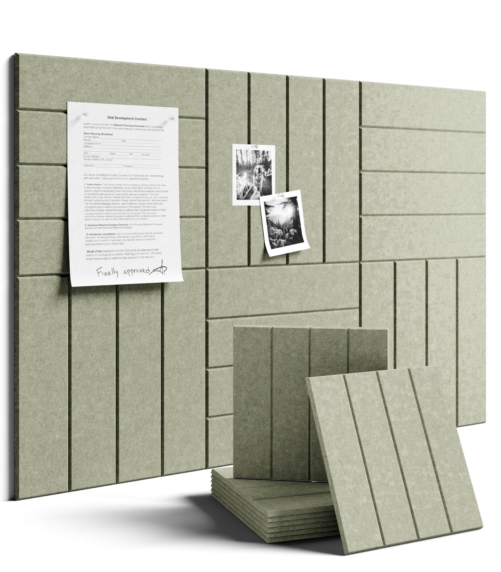 Fluxynara Large Felt Bulletin Board 36"x24" Cork Board Alternative - 6 Pack with 40 Safe Removable Adhesive Tabs, Cork Boards for Walls Felt Board for Home Office Classroom Pin Board-Sage Green