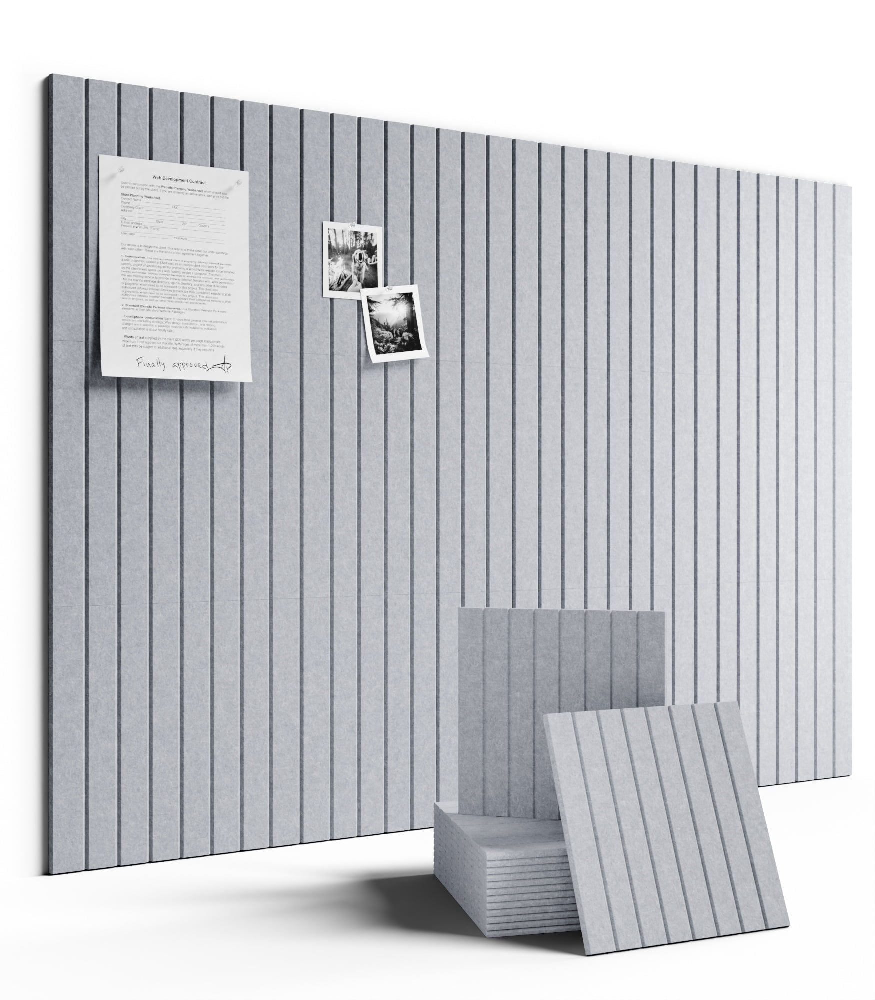 Fluxynara Large Felt Bulletin Board 36"x24" Cork Board Alternative - 6 Pack with 40 Safe Removable Adhesive Tabs, Cork Boards for Walls Felt Board for Home Office Classroom Pin Board-Soft Gray