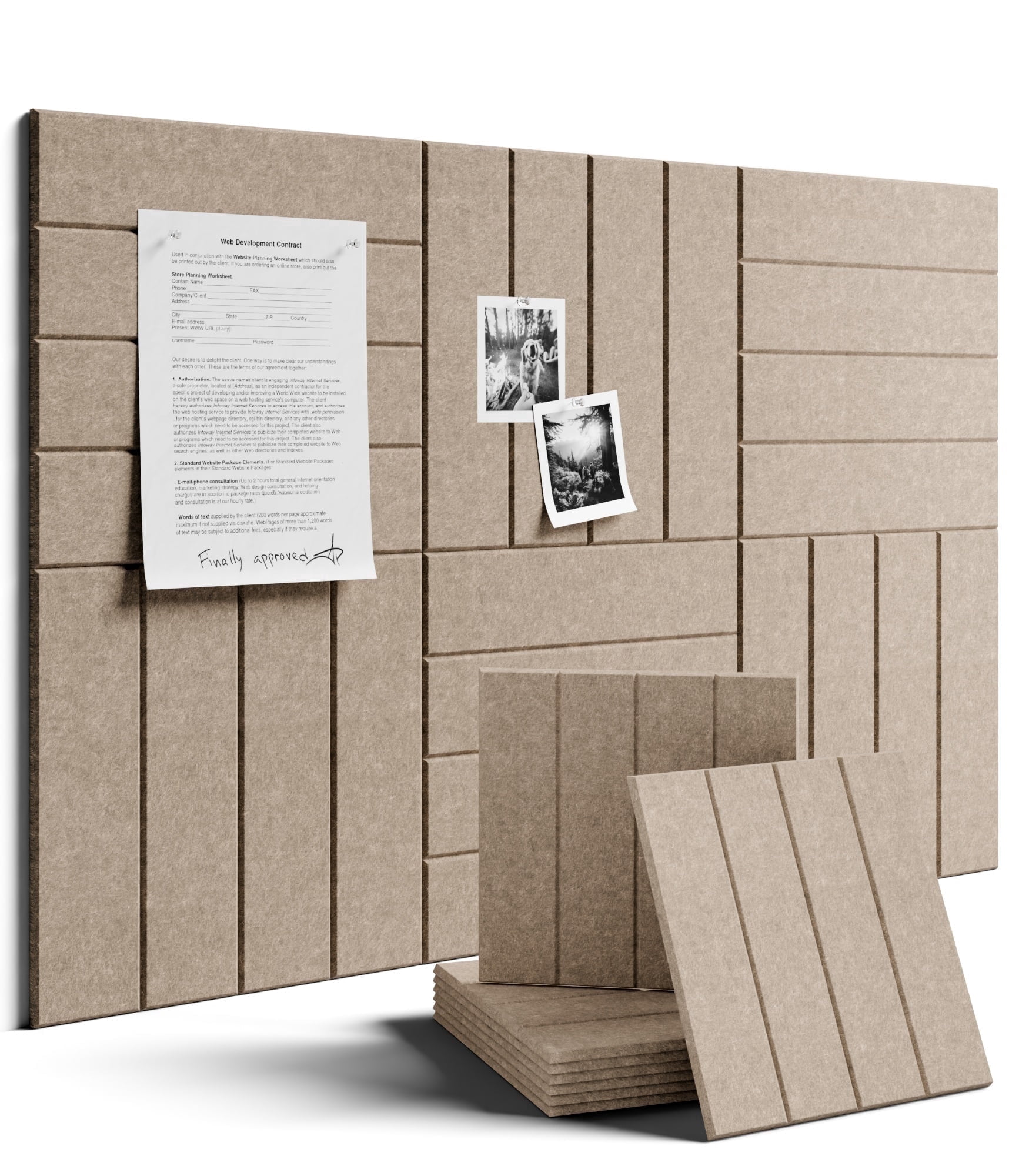 Fluxynara Large Felt Bulletin Board 36"x24" Cork Board Alternative - 6 Pack with 40 Safe Removable Adhesive Tabs, Cork Boards for Walls Felt Board for Home Office Classroom Pin Board-Taupe