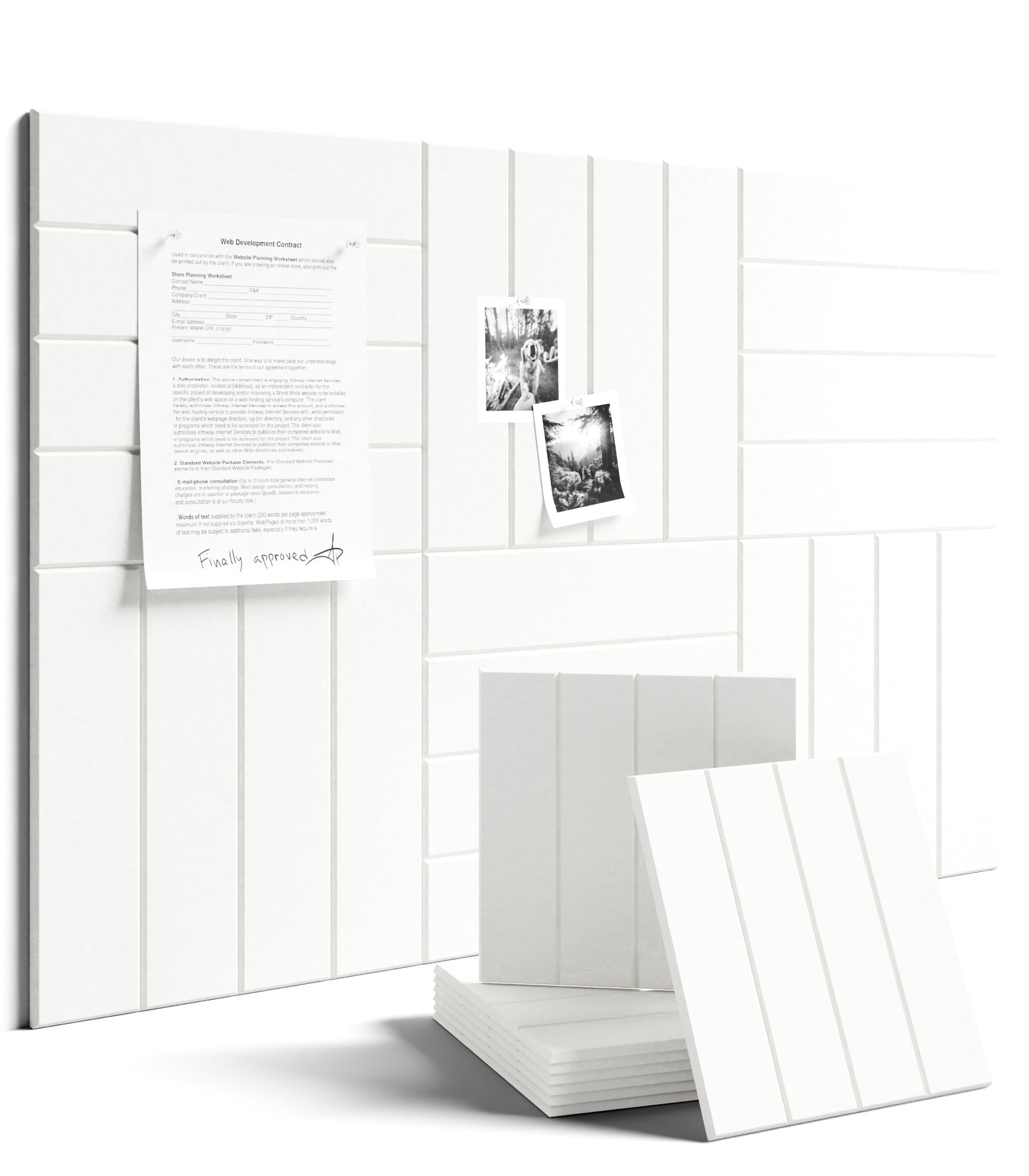 Fluxynara Large Felt Bulletin Board 36"x24" Cork Board Alternative - 6 Pack with 40 Safe Removable Adhesive Tabs, Cork Boards for Walls Felt Board for Home Office Classroom Pin Board-Milky White