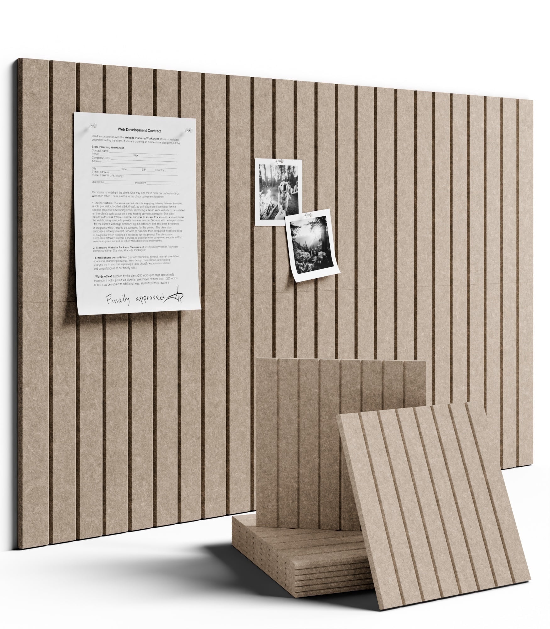 Fluxynara Felt Bulletin Board 36"x24" Cork Board Alternative - 6 Pack with 40 Safe Removable Adhesive Tabs, Cork Boards for Walls for Home Office Classroom Pin Board-Taupe