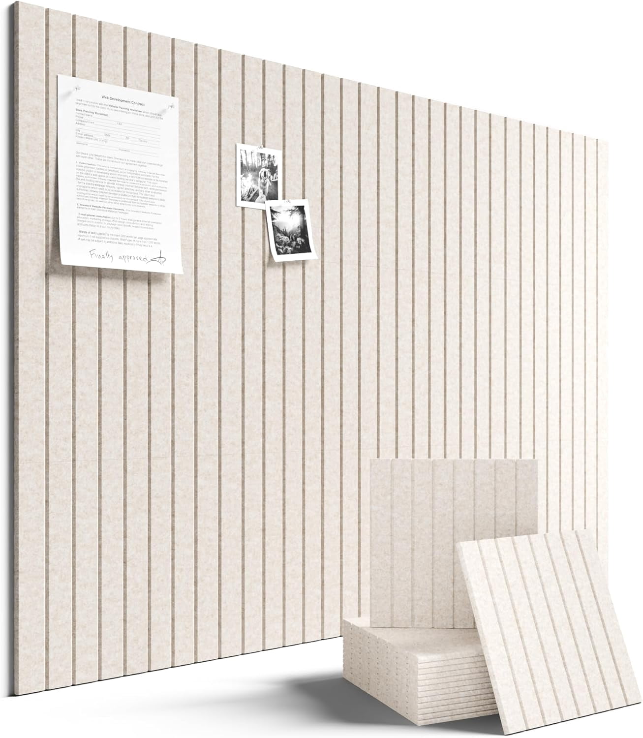 Large Felt Bulletin Board 48" x 36" Cork Board Alternative-12 Pack with 70 Safe Removable Adhesive Tabs, Cork Boards for Walls Cork Board for Home Office Classroom Pin Board (Oatmeal)