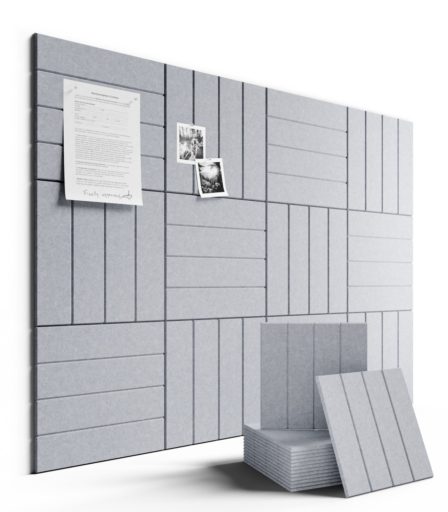 Fluxynara Felt Bulletin Board 48" x 36" Cork Board Alternative-12 Pack with 70 Safe Removable Adhesive Tabs, Cork Boards for Walls Pin Board for Home Office Classroom Felt Board-Soft Gray