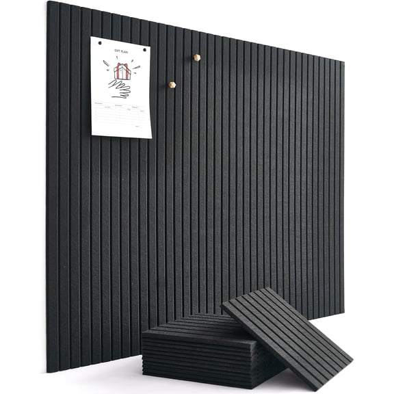 Large Felt Bulletin Board 48 x 36 Inch - 12-Pack Square Acoustic Wall Panels, Cork Board Alternative, NRC 0.95