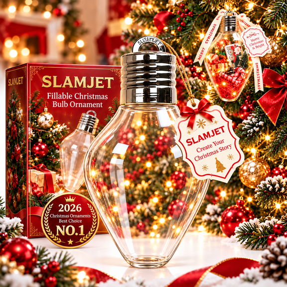 Large Fillable Ornaments for Crafts,Jumbo Fill Christmas Bulbs Ornament Jar，DIY Plastic Clear Light Bulb Decorations, Hanging Gift Jars, Holiday Decor with Silver Tone Cap for Tree Display
