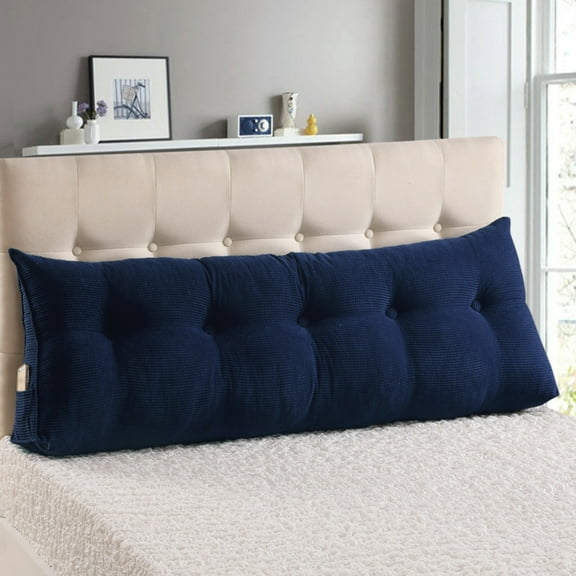 Large Filled Triangular Sofa Bed Back Cushion Positioning Support Backrest Pillows Reading Pillows with Removable Cover Deep Blue 39x7.9x19inch