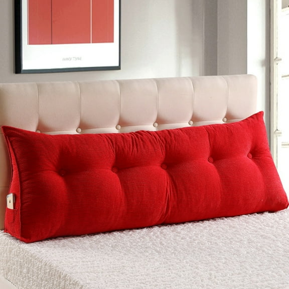 Large Filled Triangular Sofa Bed Back Cushion Positioning Support Backrest Pillows Reading Pillows with Removable Cover Red Twin