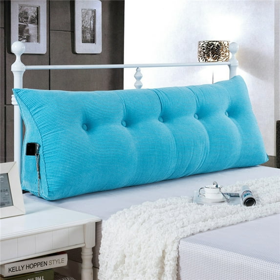 Large Filled Triangular Sofa Bed Back Cushion Positioning Support Backrest Pillows Reading Pillows with Removable Cover Sky Blue Twin