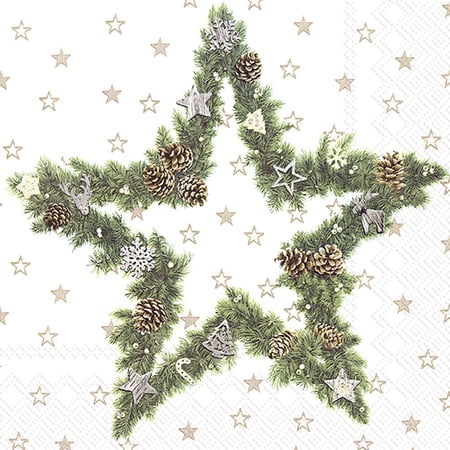 Large Fir Tree Star Napkin. 20 Pack