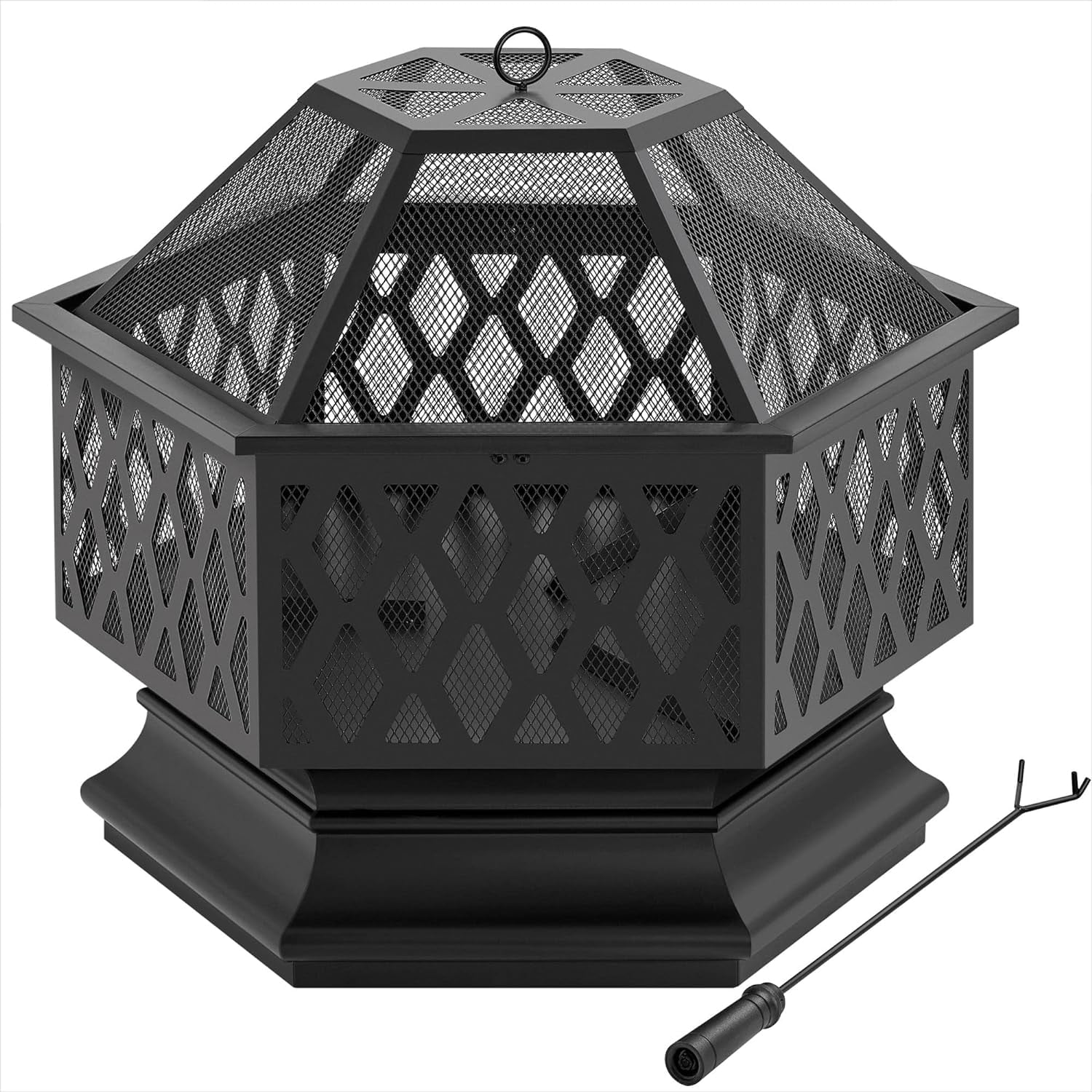 Large Fire 28In HexShaped Fire Outdoor Wood Burning Fireplace With