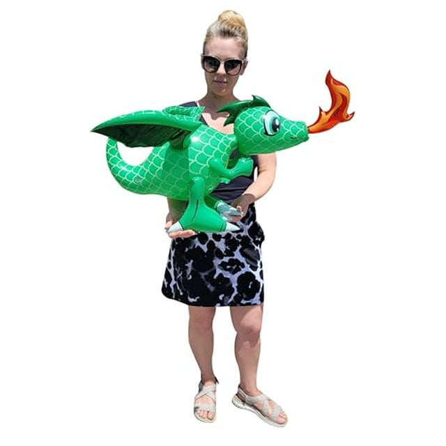 Large Fire Breathing Green Inflatable 30" Dragons (12 Pack) Flying