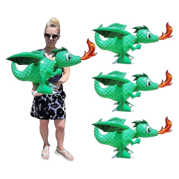 Large Fire Breathing Green Inflatable 30" Dragons (12 Pack) Flying, Hanging and Free Self Standing Perfect Decoration for King Throne Castle Game Theme Birthday Party. (12)