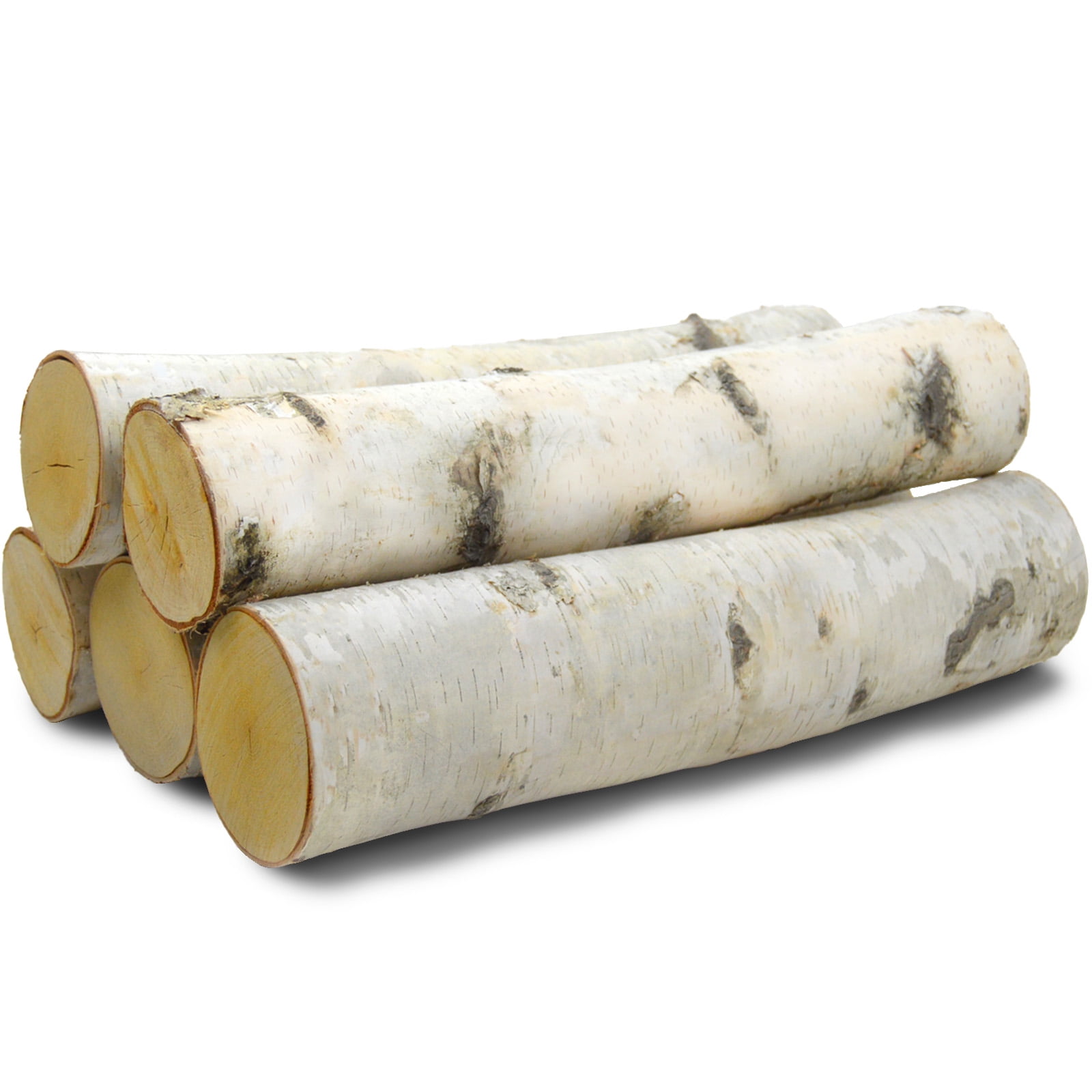 Large White Birch Fireplace Logs Set, Natural Decorative Wood