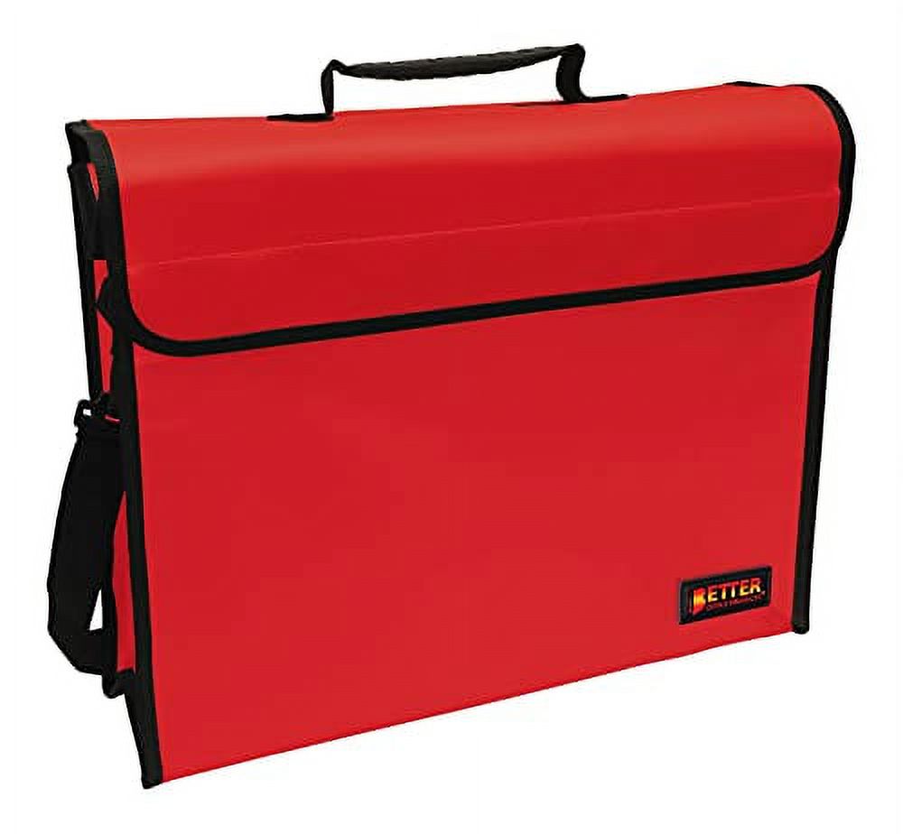 Better Office Products Large Fireproof & Water-Resistant Document Carry Bag - 15"x12"x5", Red