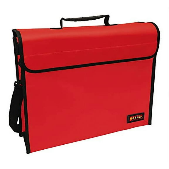 Large Fireproof Document Carry Bag, 16" x 5" x 12", by Better Office Products, Safe Storage Bag with Handle and Shoulder Strap, Water-Resistant, 5" Expansion Base (Red)
