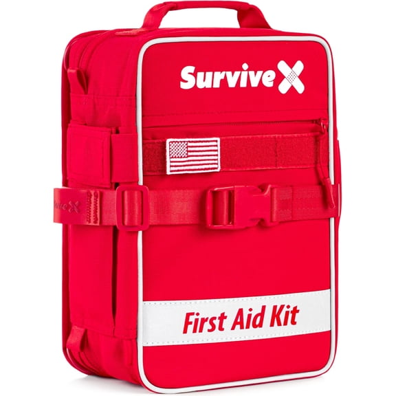 Large First Aid Kit for Car, Travel & Home - Emergency Kit for Hiking, Camping, Backpacking and Outdoors - Includes Zip Stitch Wound Closure Strips