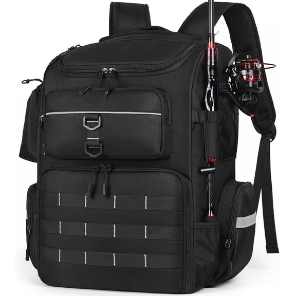 Large Fishing Backpack, fishing bag with Rod Holders, 45L Tackle Box Backpack, Fishing Gear Gifts for Men, Tackle Boxes No Including