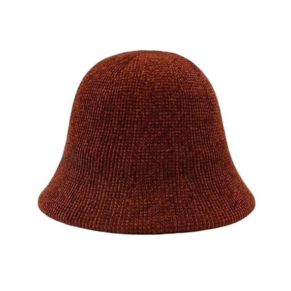 Large Fit Bucket Hat Warm Chenille Thick Knit Textured Solid Color Winter Outdoor Accessories Women One Size