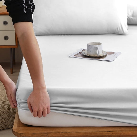 Large Fitted Sheet with All-Around Elastic, Non-Slip Stretch Mattress Cover for 15-Inch Mattresses, Soft Polyester Bed Sheet for Adjustable Beds