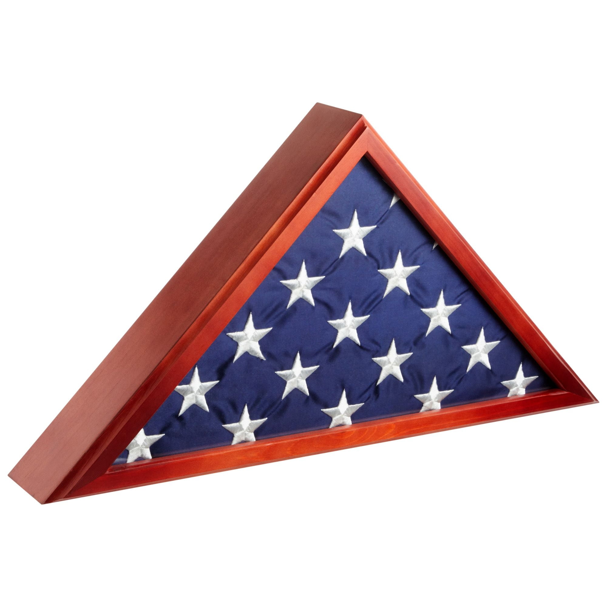 Large Flag Box Display Case for Burial Flag, Veterans, Triangle Holder