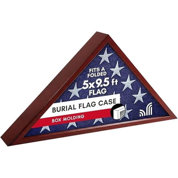 Large Flag Display Case - Fits Folded 5x9.5' Burial Flags - Silhouette Collection - Display Box for Wall or Tabletop - Mahogany