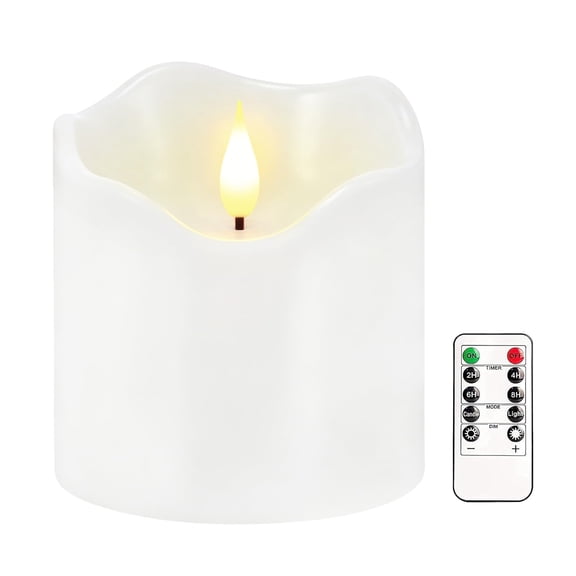 Large Flameless Candles, 4"x4" Flickering LED Candles with Remote & Timer, Real Wax Electric Pillar Candles Battery Operated, Decorative Candles Light for Home Party Wedding Christmas Decor