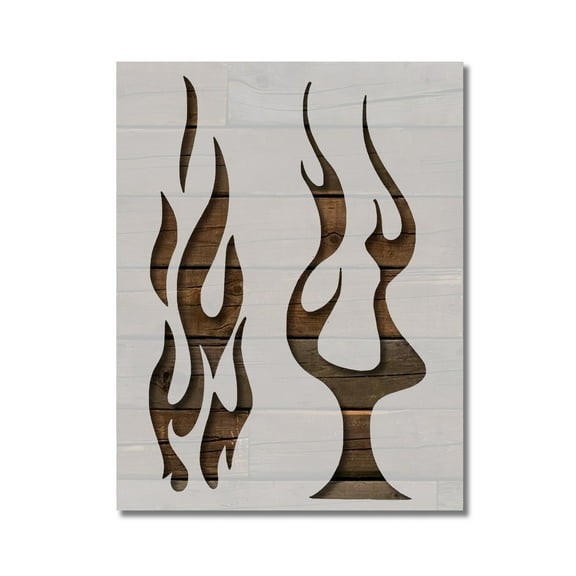 Large Flames Stencil Biker Fire Template Reusable 8.5 x 11 for Painting on Walls, Wood, Etc. By Stencilville