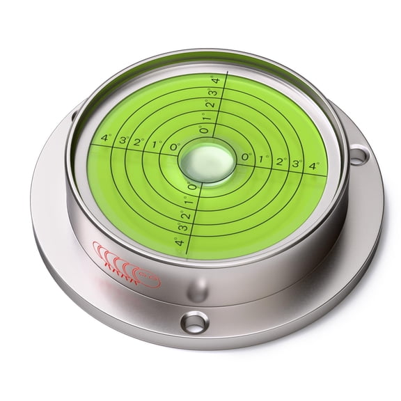 Large Flanged Metal Circular Angle Spirit Bubble Degree Level (Green aqueous) 71mm Diameter with Degree Marking, (2 51/64 in)