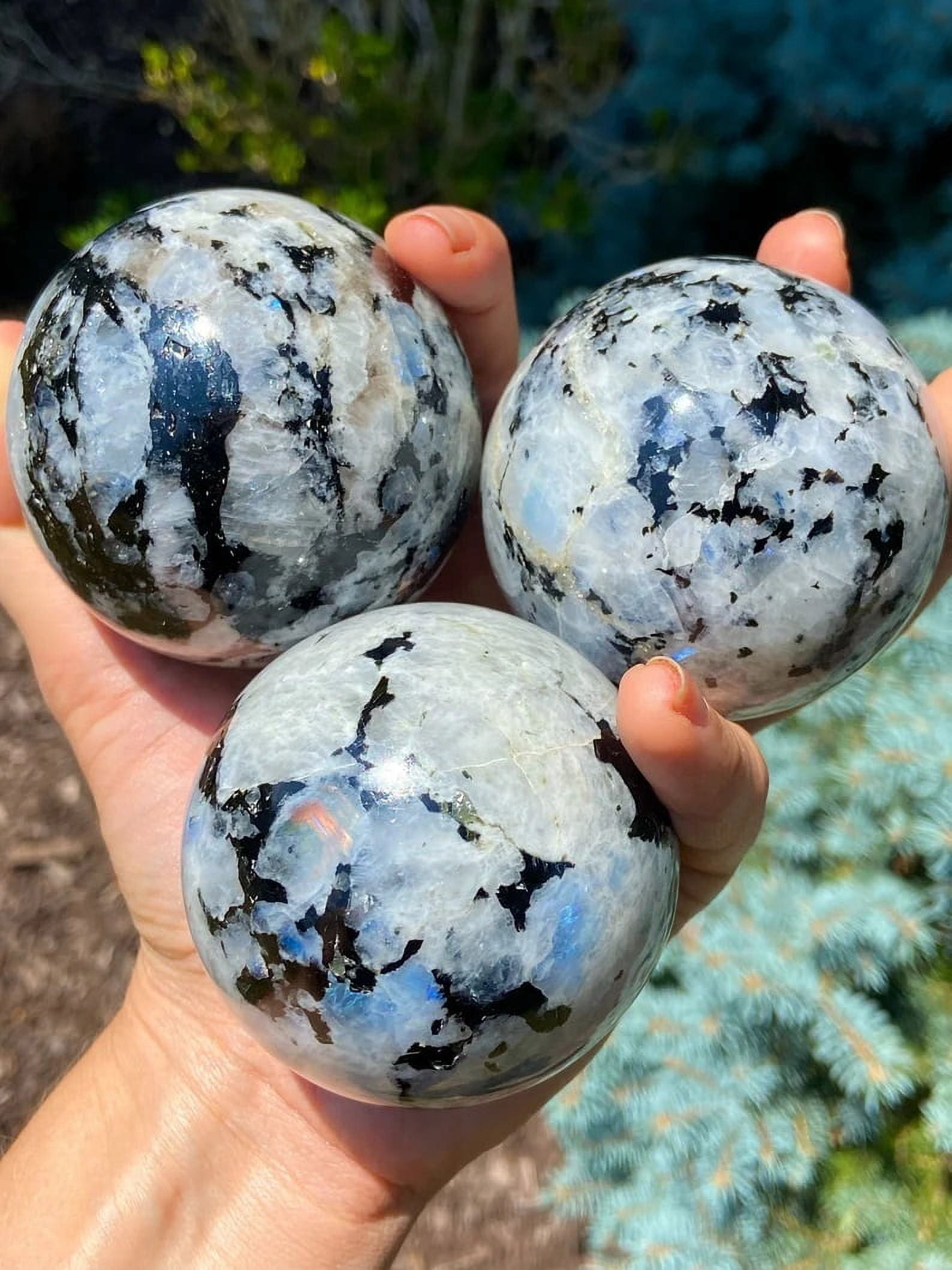 Large Flashy Rainbow Moonstone Sphere Gem Ball Crystal Carved Crystal ...