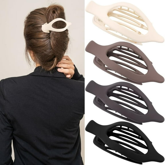 Large Flat Hair Clips - 4 Pcs French Concord Lay Flat Claw Clips for Women Girls