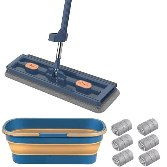 Large Flat Mop with 360 Rotation and Six Microfiber Pads for Efficient Cleaning of Tiles Hardwoods and Windows