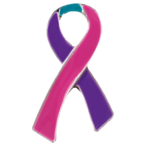 Large Flat Pink & Purple & Teal Ribbon Pins