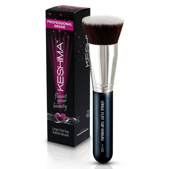 Large Flat Top Kabuki Foundation Brush by Keshima - for Liquid, Cream, and Powder Foundation