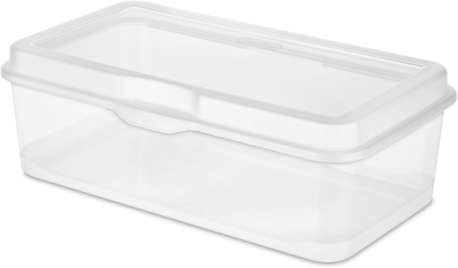 Large FlipTop, Stackable Small Storage Bin with Hinging Lid, Plastic