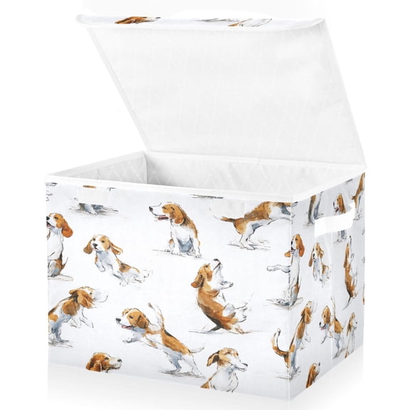 Large Fliplid Foldable Storage Bin Boxes Cubes Baskets with 2 Handles for Clothes Books 16.5x12.6x11.8 Inch Dogs in Various Poses