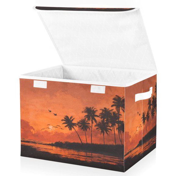Large Fliplid Foldable Storage Bin Boxes Cubes Baskets with 2 Handles for Clothes Books 16.5x12.6x11.8 Inch Magnificent Sunset Scene