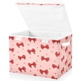 thumbnail image 1 of Large Fliplid Foldable Storage Bin Boxes Cubes Baskets with 2 Handles for Clothes Books 16.5x12.6x11.8 Inch Red Bows and Polka Dots, 1 of 7