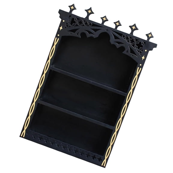 Large Floating Crystal Shelf for Wall, Wooden Rock Storage Organizers, Gothics Spiritual
