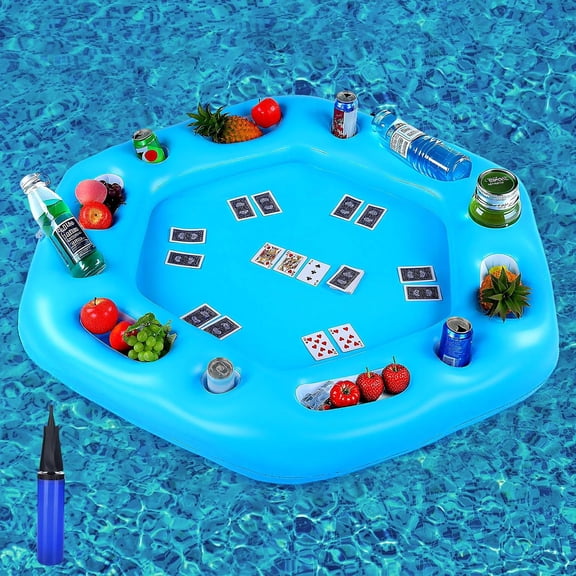 Large Floating Table for Pool Games Floating Holder Cooler Containers Inflatable Pool Games Table Tray Accessories for Swimming Summer Beach Indoor Outdoor