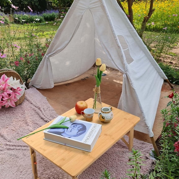 Large Floor Desk with Adjustable Height and Folding for Laptop, Breakfast Tray, Gaming Writing Station