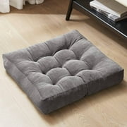 Floor Pillow 22x22 Inch, Large Square Meditation Pillows Seating for Adults, Tufted Corduroy Floor Cushion for Living Room Tatami, Gray