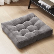 Floor Pillow 22x22 Inch, Large Square Meditation Pillows Seating for Adults, Tufted Corduroy Floor Cushion for Living Room Tatami, Gray