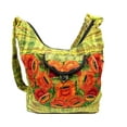 thumbnail image 1 of Large Floral Embroidered Lightweight Plaid Material Hobo Purse Crossbody Sling Bag - Womens Fashion Handmade Boho Accessories, 1 of 3