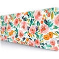 thumbnail image 1 of Large Floral Gaming Mouse Pad Mat with Stitched Edges, Extended Mousepad, Non-Slip Rubber Base Keyboard Pad, Desk Pad for Gamer, Office, (31.5” x 11.8”) - Watercolor Rose Flowers, 1 of 6