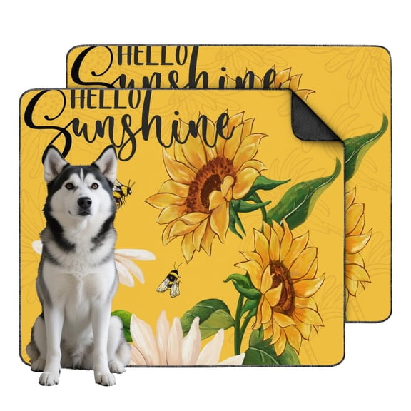 Large Floral Pattern Washable Dog Mats 2-Count, 35x41 Inch Reusable Puppy Pads, Highly Absorbent Pet Floor Mat for Indoor Protection